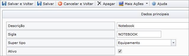 Ativos - ClasseConfiguracao - Cadastro