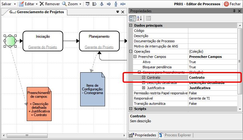 11 - Editor Processos - Incluindo campo contrato
